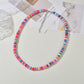 Hot Bohemia Short Necklace Round 6mm Mixed Color Soft Ceramic Necklace Clavicle Chain