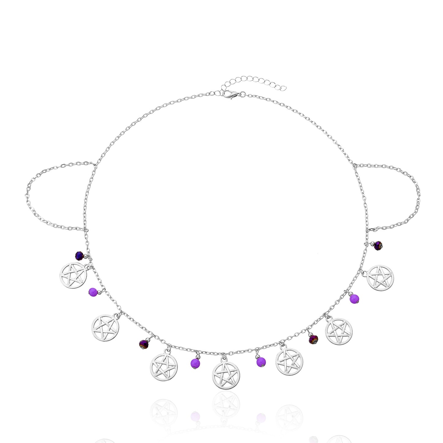 Multi-layer Ladies Chain Hair Band Headband Alloy Pentagram Crystal Headdress Necklace Dual Purpose