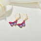 Fashion retro ins color butterfly oil drop earrings personality temperament set earrings
