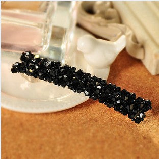 Flash diamond hair clip four rows of crystal fishing line weaving edge clip word spring clip jewelry