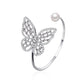 Temperament all-match hollow zircon butterfly bracelet exaggerated pearl crystal opening adjustable bracelet