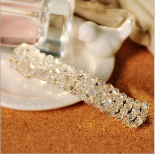 Flash diamond hair clip four rows of crystal fishing line weaving edge clip word spring clip jewelry