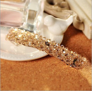 Flash diamond hair clip four rows of crystal fishing line weaving edge clip word spring clip jewelry