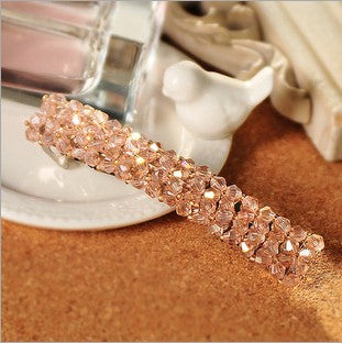 Flash diamond hair clip four rows of crystal fishing line weaving edge clip word spring clip jewelry