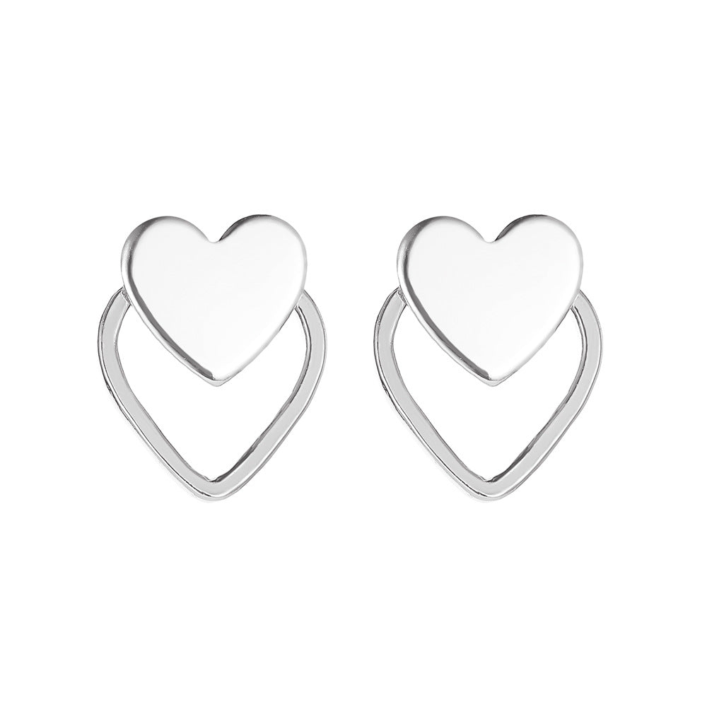 Earrings Simple double-layer love earrings Frosty heart-shaped earrings Personalized versatile earrings