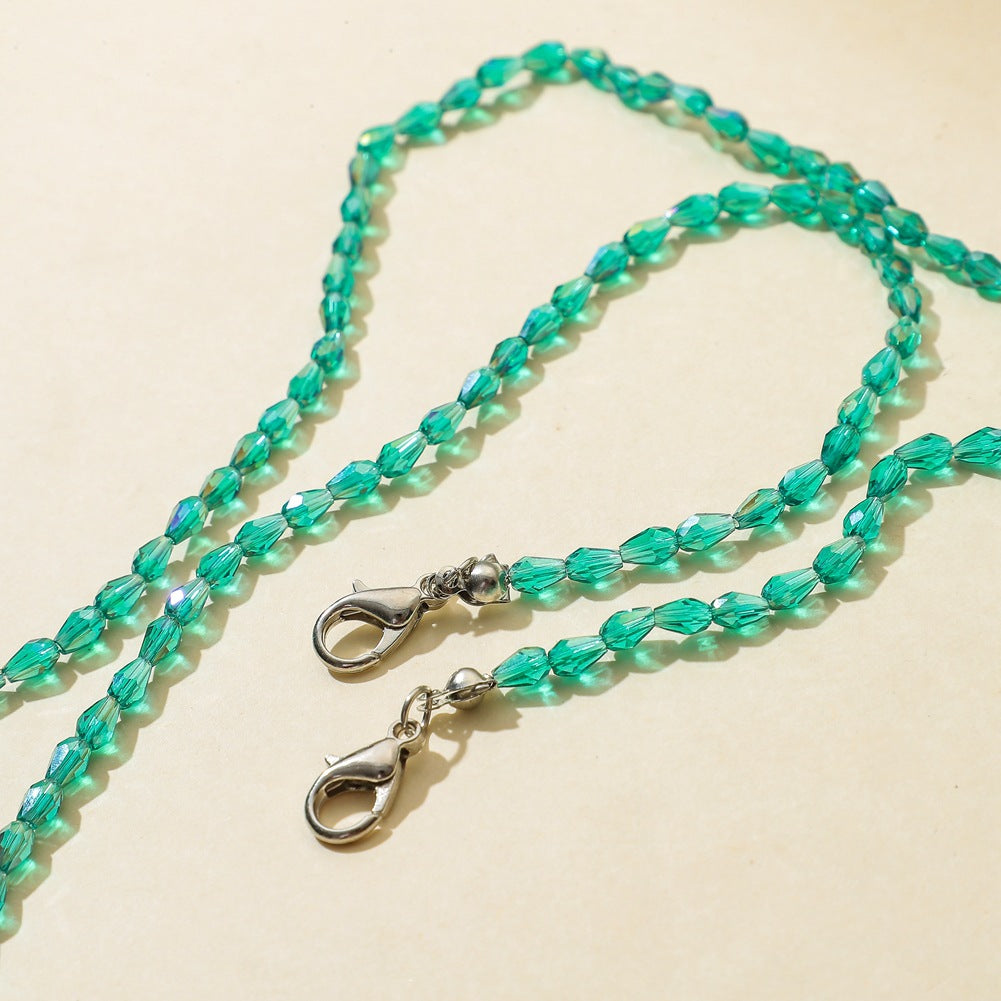 Mask Lanyard Anti-lost Artifact Personalized Drop Shape Beaded Crystal Mask Hanging Chain Fashion Glasses Chain