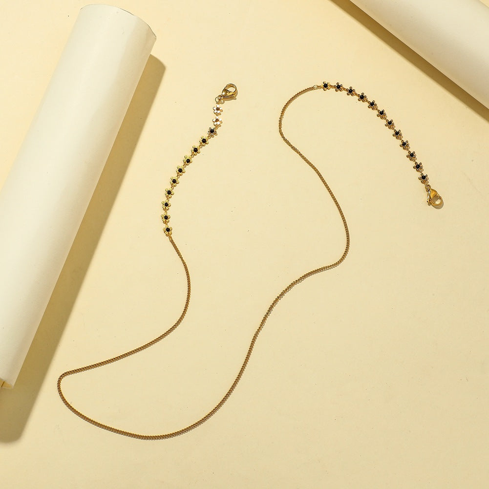 Fashion small flower mask hanging chain stainless steel gold-plated mask anti-lost hanging neck lanyard glasses chain
