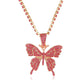 Cuban Butterfly Necklace Rhinestone Butterfly Pendant Necklace Hip Hop Jewelry tennischoker