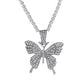 Cuban Butterfly Necklace Rhinestone Butterfly Pendant Necklace Hip Hop Jewelry tennischoker