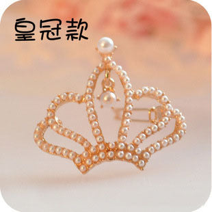 Full pearl bow hair clip five-pointed star crown love side clip hair jewelry frog clip