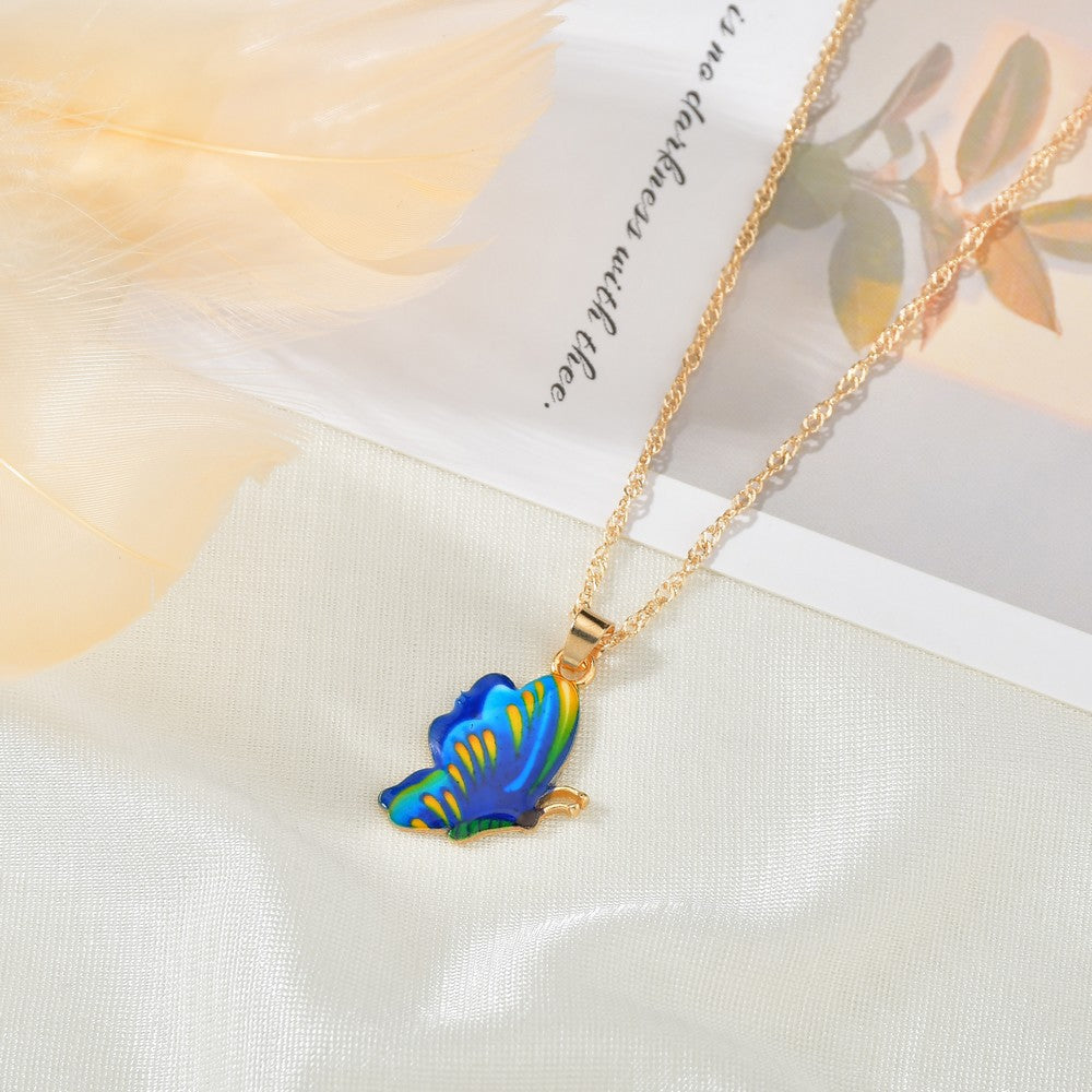 Jewelry fashion personality drip oil painted butterfly necklace ins popular butterfly necklace