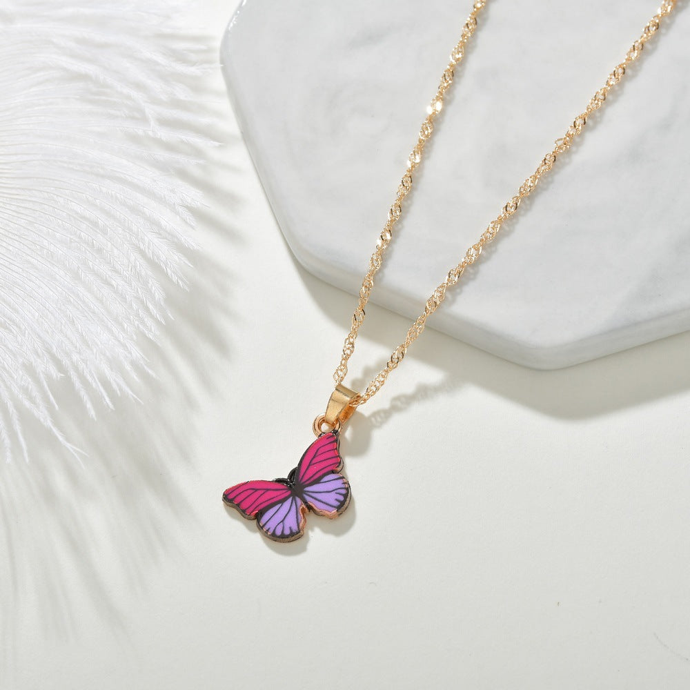 Butterfly necklace female trendy ins cold net red personality simple hip-hop pendant boudoir honey couple clavicle chain