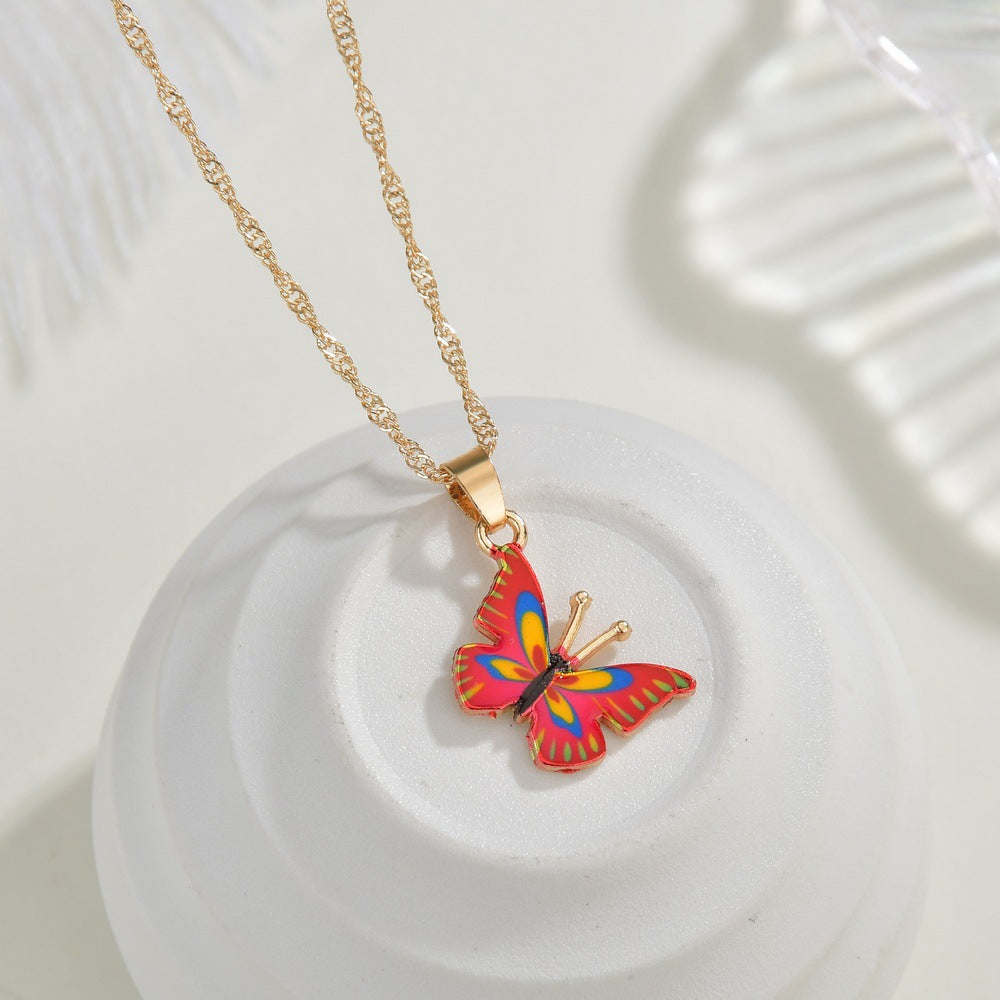 Fashion Butterfly Necklace Animal Pendant Personality Simple Oil Drop Jewelry