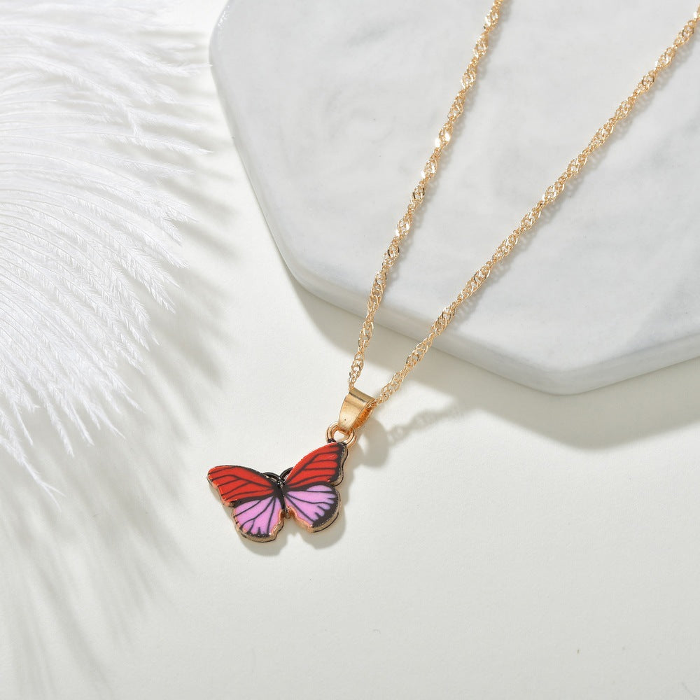 Butterfly necklace female trendy ins cold net red personality simple hip-hop pendant boudoir honey couple clavicle chain