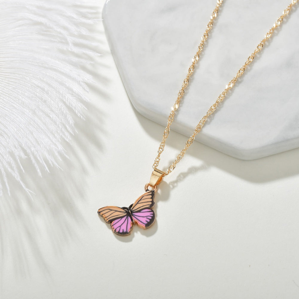 Butterfly necklace female trendy ins cold net red personality simple hip-hop pendant boudoir honey couple clavicle chain