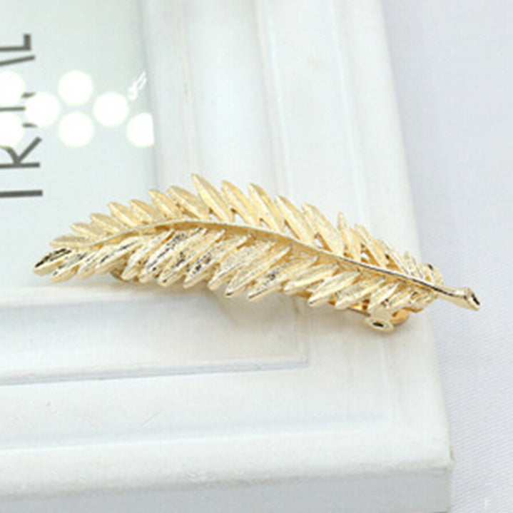 Retro exaggerated feather leaf hair clip fashion leaf needle leaf edge clip spring clip female