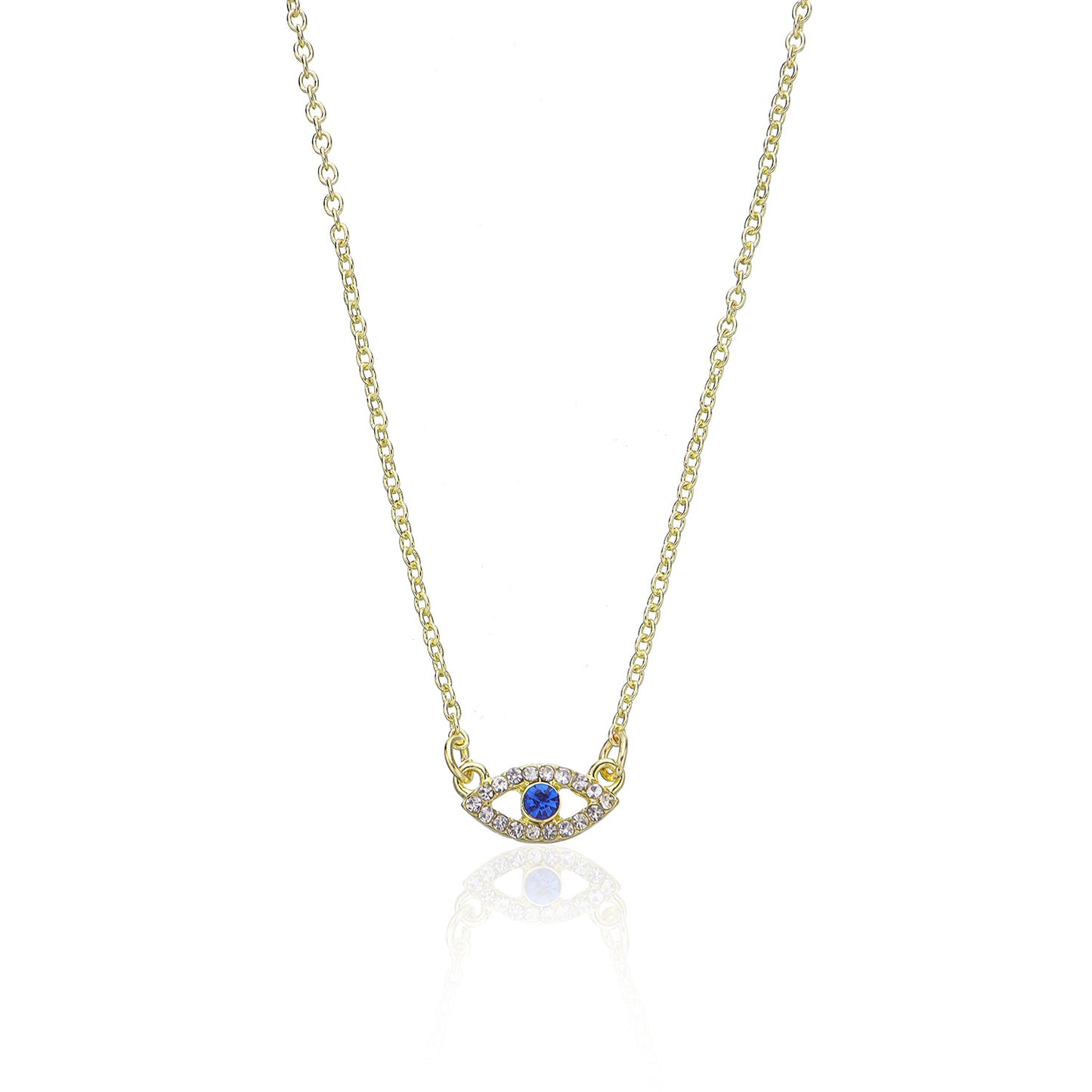 Jewelry 14K Full Diamond Round Geometric Pendant Necklace Women's Fashion Simple Devil's Eye Necklace
