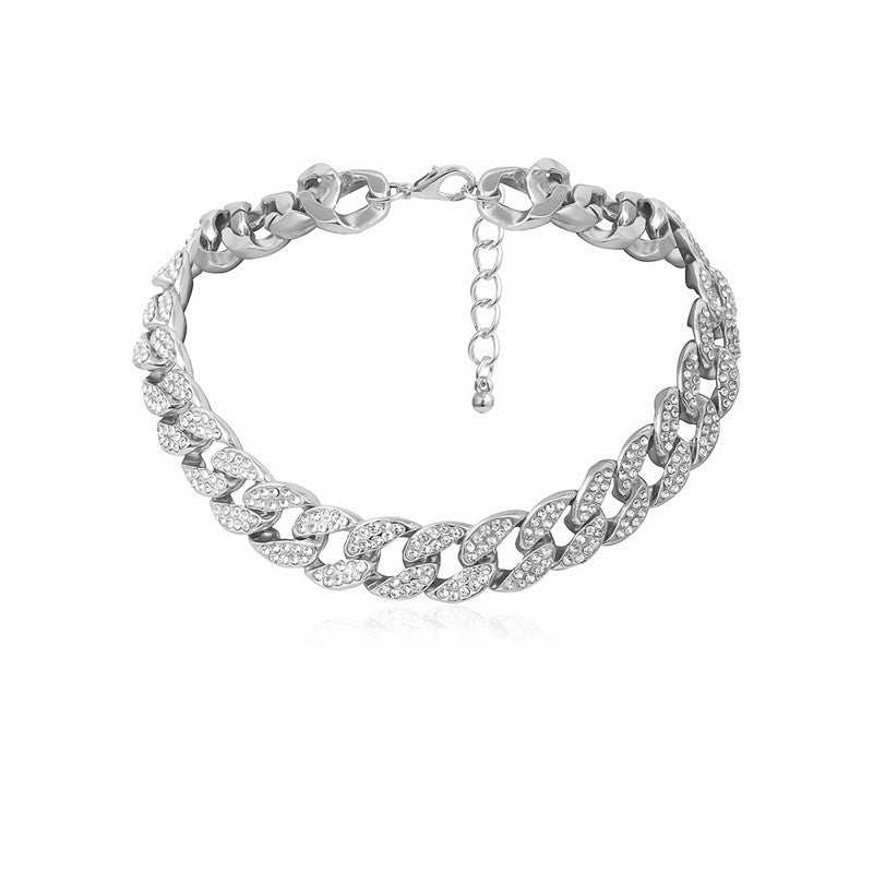 Jewelry personality chain full of diamonds hip-hop trendy hand jewelry simple all-match punk micro-inlaid bracelet female