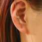 Cold inlaid diamond ear hanging personality simple piercing ear needle female lightning leaf auricle slash earrings