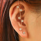 Cold inlaid diamond ear hanging personality simple piercing ear needle female lightning leaf auricle slash earrings