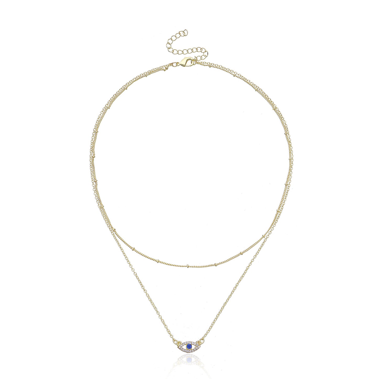 Jewelry 14K Full Diamond Round Geometric Pendant Necklace Women's Fashion Simple Devil's Eye Necklace