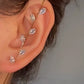 Cold inlaid diamond ear hanging personality simple piercing ear needle female lightning leaf auricle slash earrings