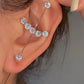 Cold inlaid diamond ear hanging personality simple piercing ear needle female lightning leaf auricle slash earrings