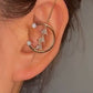 Cold inlaid diamond ear hanging personality simple piercing ear needle female lightning leaf auricle slash earrings