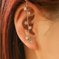 Cold inlaid diamond ear hanging personality simple piercing ear needle female lightning leaf auricle slash earrings