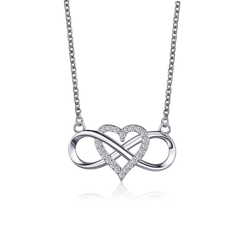 Knotted love necklace cold and simple 8-character heart-shaped cross clavicle chain ins niche design jewelry