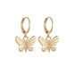 Fashion Gold Butterfly Earrings Trendy Simple Alloy Dangle Earrings Accessories