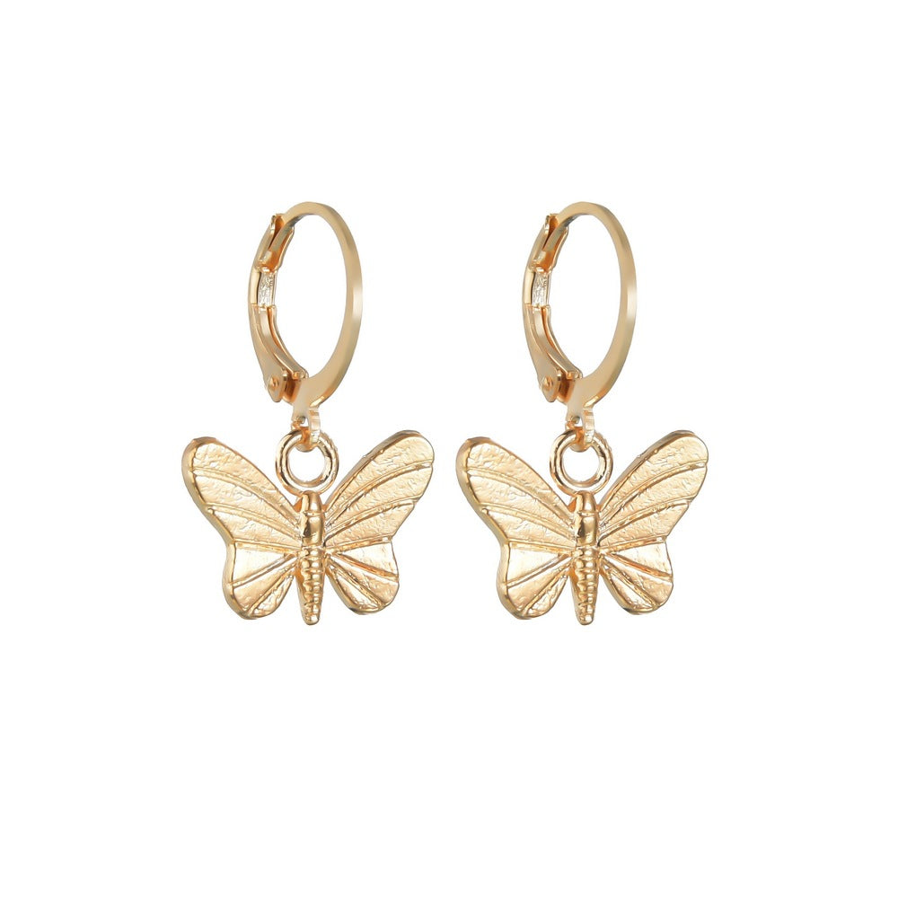 Fashion Gold Butterfly Earrings Trendy Simple Alloy Dangle Earrings Accessories