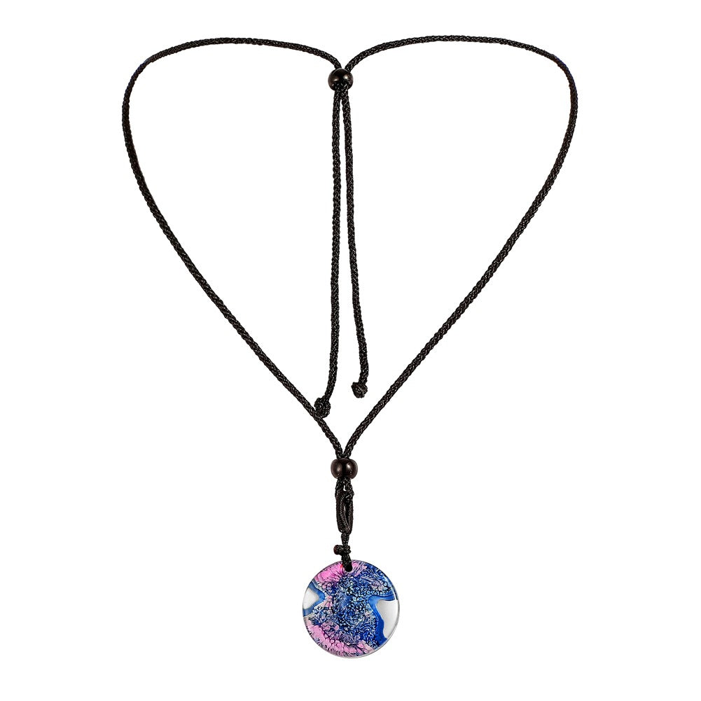 ETSY handmade creative terraced landscape round crystal pendant fashion island coral seascape resin necklace