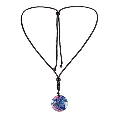 ETSY handmade creative terraced landscape round crystal pendant fashion island coral seascape resin necklace