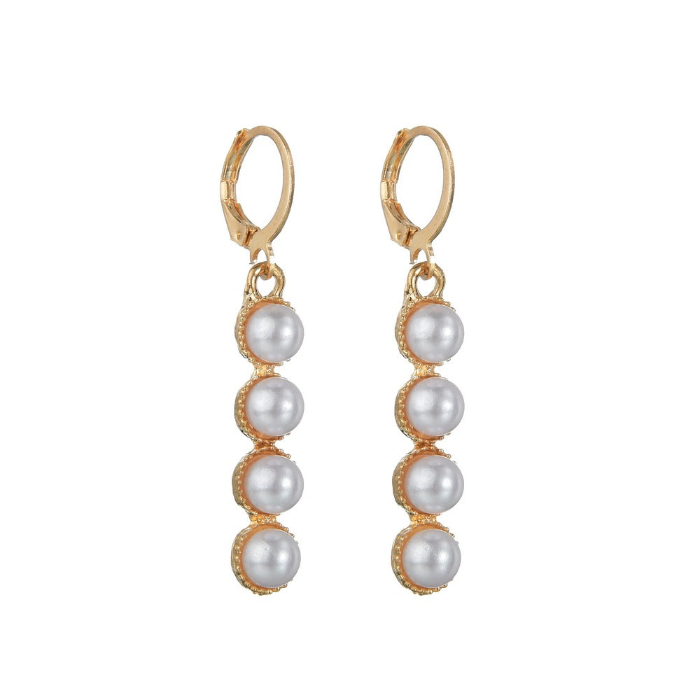 Popular Round Buckle Earrings Fashion Simple Peach Heart Shaped Pearl Earrings Accessories