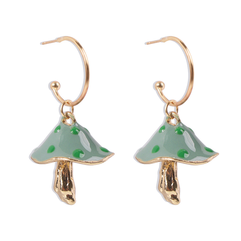 E8411 Creative, dreamy, cute, forest-style small mushroom dripping oil earrings colorful oil dripping mushroom earrings