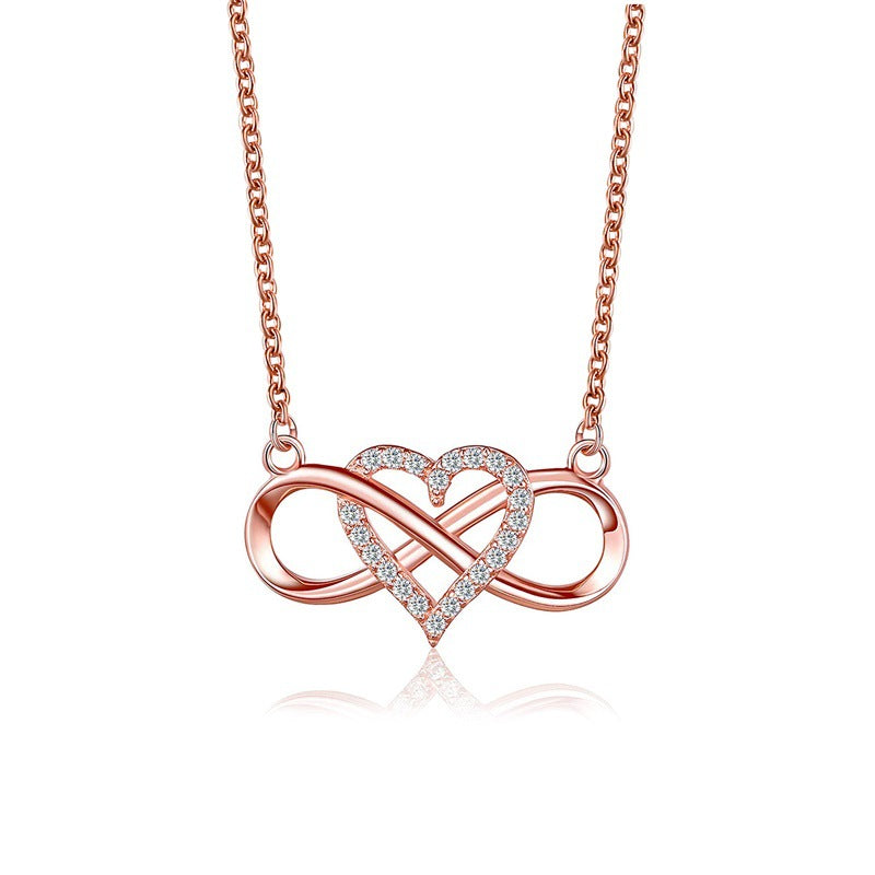 Knotted love necklace cold and simple 8-character heart-shaped cross clavicle chain ins niche design jewelry