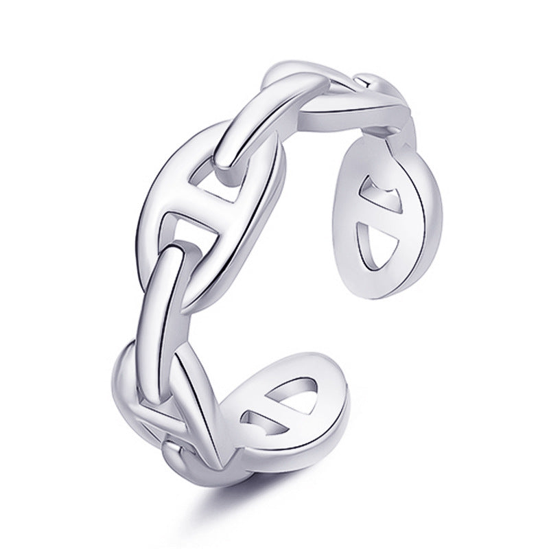 Lock ring female niche design chain index finger ring personality ins tide cold simple ladies tail ring