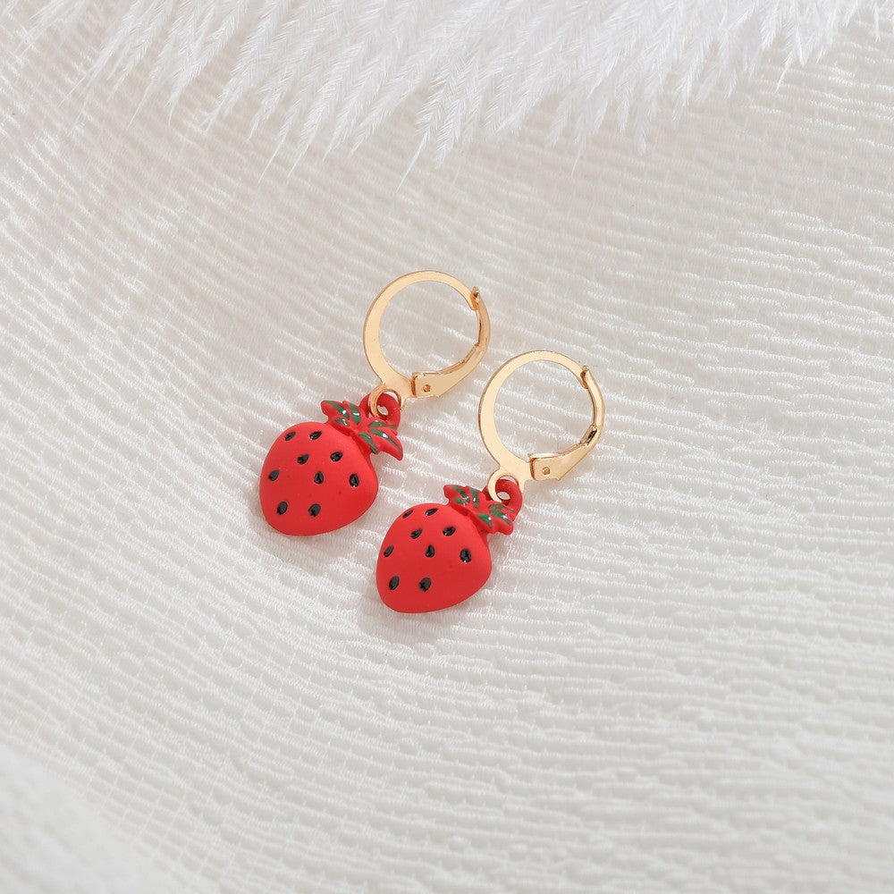 Accessories Fashion Rubber Lacquer Fruit Earrings Cute Carrot Watermelon Strawberry Earrings