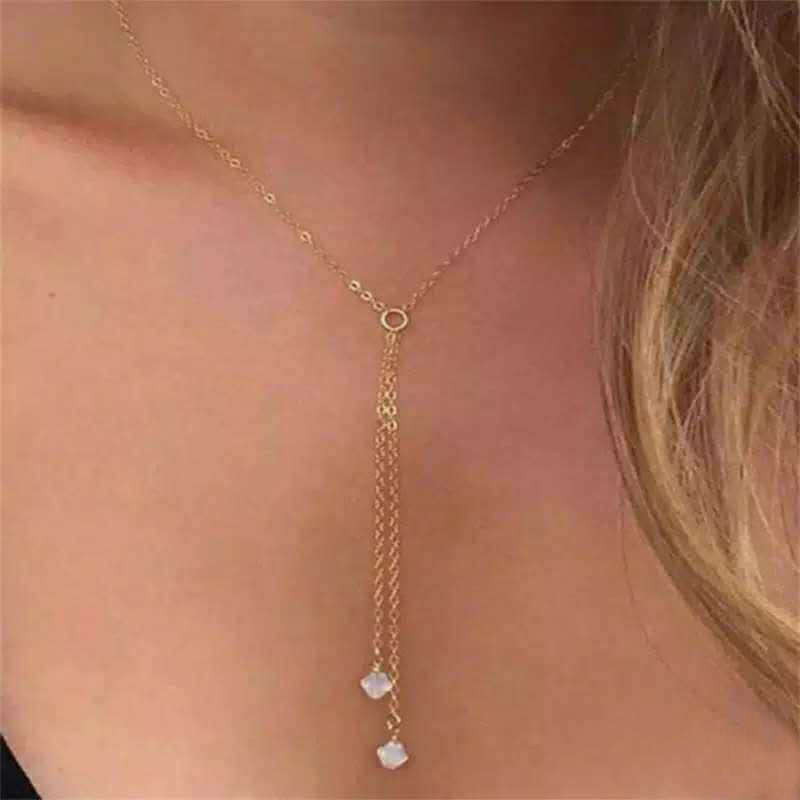 Frosty Metal Multilayer Necklace Female Simple Long Section Personality Cross Moon Clavicle Chain Pendant