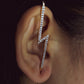 Cold inlaid diamond ear hanging personality simple piercing ear needle female lightning leaf auricle slash earrings