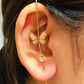 Cold inlaid diamond ear hanging personality simple piercing ear needle female lightning leaf auricle slash earrings