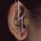 Cold inlaid diamond ear hanging personality simple piercing ear needle female lightning leaf auricle slash earrings