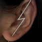 Cold inlaid diamond ear hanging personality simple piercing ear needle female lightning leaf auricle slash earrings