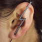 Cold inlaid diamond ear hanging personality simple piercing ear needle female lightning leaf auricle slash earrings