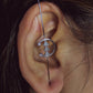 Cold inlaid diamond ear hanging personality simple piercing ear needle female lightning leaf auricle slash earrings