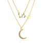 Double-layer star moon clavicle chain temperament diamond twelve constellation necklace ins net red accessories
