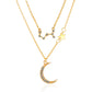 Double-layer star moon clavicle chain temperament diamond twelve constellation necklace ins net red accessories