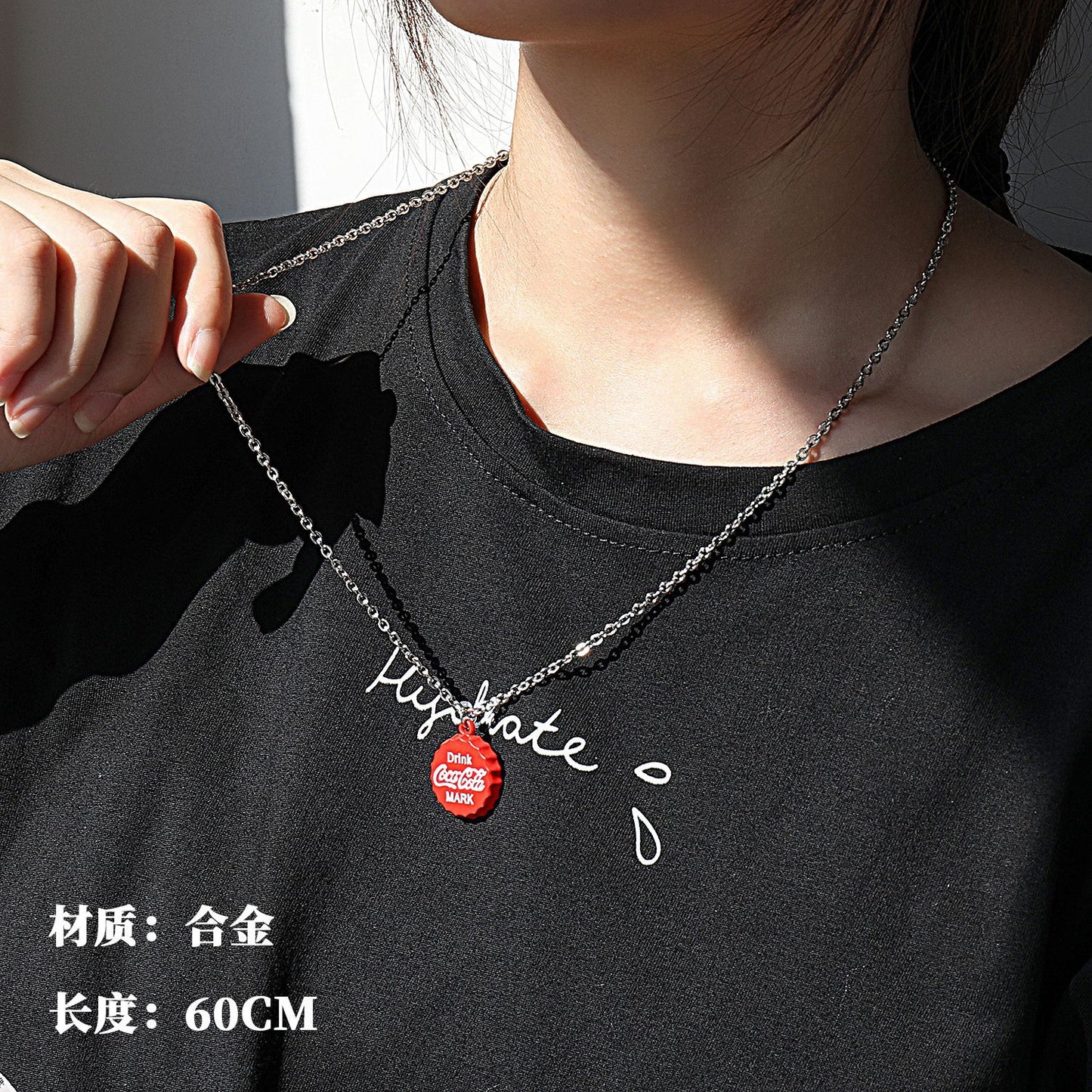 All-match chain titanium steel ring necklace pendant men's personality trendy hip-hop pendant couple accessories female