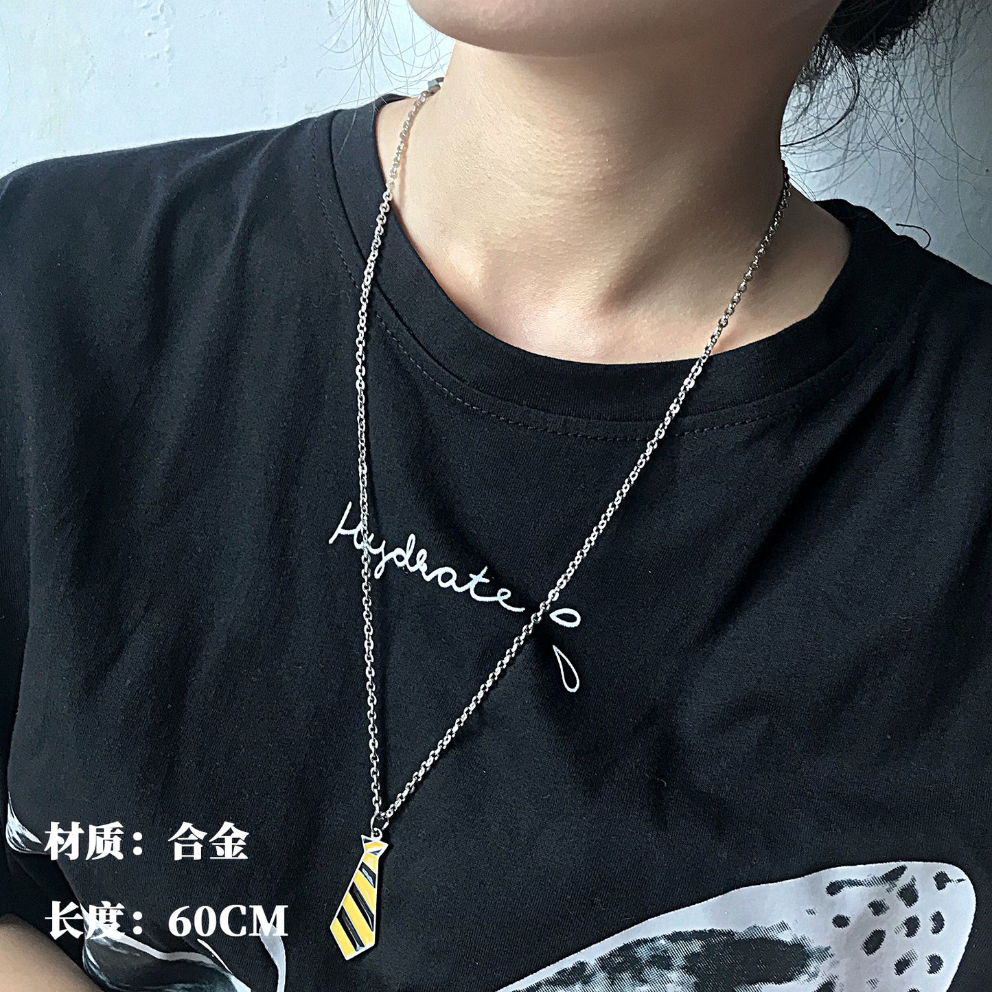 All-match chain titanium steel ring necklace pendant men's personality trendy hip-hop pendant couple accessories female